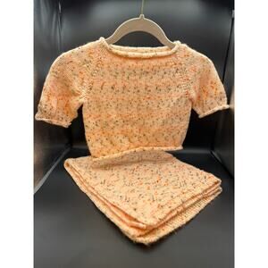 Handmade Peach Baby Sweater & Blanket Set, Large